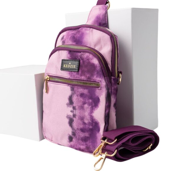 Kedzie Aura Collection Roundtrip Convertible Sling Bag Purple Tie Dye New w/Tag - Picture 1 of 4